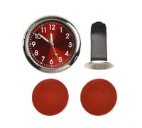 Horloge lumineuse pour tableau de bord de voiture avec fixation sur grille d'aération et compact 40 mm en métal plaqué analogique pour véhicule, bateau, moto, maison ou (rouge)