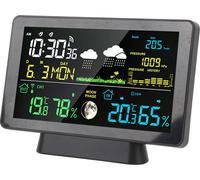 Horloge m?t?o num?rique Home Wireless Indoor Outdoor - Alarme de temp?rature 7,5 pouces ?cran couleur Station de pr?vision avec pluviom?tre Prise UE