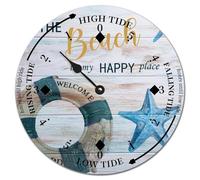 Horloge marée en bois sur le thème de l'océan sur le thème de l'océan, coquillages d'animaux marés, horloge marée haute, horloge à marée basse, horloge rustique en bois pour plage, maison, cuisine,