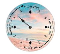 Horloge marée haute et basse en bois pour plage, océan, vagues, coucher de soleil, côte, paysage, ferme, côte est, heure de l'océan, lune nautique, horloge en bois, horloge à marée haute et basse