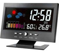 Horloge météo intelligente à affichage numérique, thermomètre et hygromètre sans fil avec calendrier, réveil à grand écran
