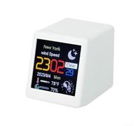 Horloge météo intelligente avec écran de 3,9 cm 240 x 240, alimentation de type C, mode nuit, animation et fonctions d'album photo, aucune application nécessaire, pour n'importe quelle ville du monde