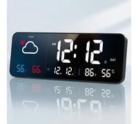 Horloge météo intelligente, température intérieure, humidité, horloge numérique à poser sur le bureau ou à fixer au mur, affichage du calendrier et de la semaine, décoration de la maison, cadeau, Tuya