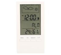 Horloge Météo Multifonction et Calendrier avec Thermomètre LCD Modèle | Affichage Phase Lunaire, Suivi Climat Intérieur, Plage 9,9 à 50 ℃ et 20 % à 95 %, Bureau Blanc ABS