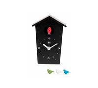 KooKoo Coucou Birdhouse Mini – Petite coucou moderne, chants des 12 oiseaux ou coucou – Noir