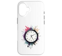 Horloge Minimaliste avec Effet Spray de Peinture Coque pour iPhone 16