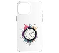 Horloge Minimaliste avec Effet Spray de Peinture Coque pour iPhone 16 Pro Max