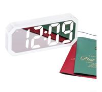 Horloge miroir à LED, grand écran avec affichage de la température et fonction calendrier, luminosité réglable et double échelle Celsius Fahrenheit, pour la maison, la chambre ou le bureau (blanc)