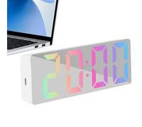 Horloge miroir de bureau | Réveil de bureau électronique à LED miroir | Silencieux, affiche la date et la température, décoration d'intérieur pour chambre à coucher, salon