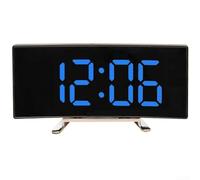 Horloge miroir numérique conviviale avec luminosité réglable et grand écran pour une visibilité claire (bleu)