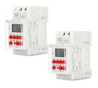 Horloge Modulaire, 2 Pièces Interrupteur Temporisé Programmateur pour Chauffe Eau électrique, 30A Affichage LCD Horloge Chauffe Eau, AC 220-240V, Montage Rail Din 35mm, Minuterie 1 Seconde