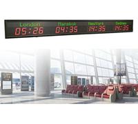 Horloge Mondiale LED Numérique, Affichage Multi-Fuseaux avec Grands Chiffres, Montage Mur ou Suspension Plafond, 5 Niveaux Luminosité, Alliage Aluminium pour Hôtels, Bureaux, Aéroports,4City