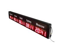 Horloge mondiale numérique à 5 Zones de 2.3 pouces, Support élevé, Distance visuelle de 16 mètres for les hôtels et les entreprises Modes multiples