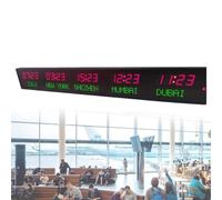 Horloge mondiale numérique à 6 fuseaux horaires à LED avec télécommande pour aéroport, hôtel, bureau (5 heures)
