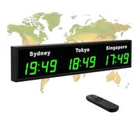 Horloge mondiale numérique à fuseau horaire 3, 4, 5, horloge murale avec télécommande, écran HD, villes changeantes, coque en aluminium, pour bureau et entreprise
