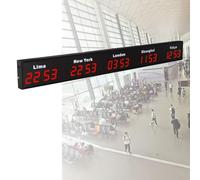 Horloge mondiale numérique à LED, affichage multiple de fuseaux horaires pour bureaux, hôtels, entreprises, villes faciles à changer, heure précise, design élégant