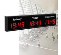 Horloge mondiale numérique à LED, affichage multiple de fuseaux horaires pour bureaux, hôtels, entreprises, villes faciles à changer, heure précise, design élégant