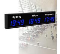 Horloge mondiale numérique à LED, affichage multiple de fuseaux horaires pour bureaux, hôtels, entreprises, villes faciles à changer, heure précise, design élégant