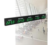 Horloge mondiale numérique à LED, affichage multiple de fuseaux horaires pour bureaux, hôtels, entreprises, villes faciles à changer, heure précise, design élégant