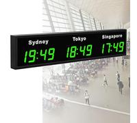 Horloge mondiale numérique à LED, affichage multiple de fuseaux horaires pour bureaux, hôtels, entreprises, villes faciles à changer, heure précise, design élégant
