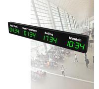 Horloge mondiale numérique à LED, affichage multiple de fuseaux horaires pour bureaux, hôtels, entreprises, villes faciles à changer, heure précise, design élégant