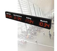 Horloge mondiale numérique à LED, affichage multiple de fuseaux horaires pour bureaux, hôtels, entreprises, villes faciles à changer, heure précise, design élégant