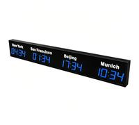 Horloge mondiale numérique à LED, horloge murale multi-fuseaux horaires avec télécommande pour hôtels, bureaux, aéroports et entreprises - Affichage 3/4/5 villes
