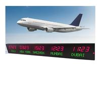 Horloge mondiale numérique avec télécommande, 5 fuseaux horaires de la ville, affichage LED, luminosité réglable, étalonnage automatique, installation facile pour les entreprises et les aéroports