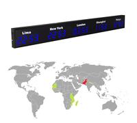 Horloge mondiale numérique LED 3/4/5 villes, horloge murale avec fuseaux horaires personnalisables (12/24 heures), idéale pour la maison, le bureau et les voyages internationaux(Blue,5City)