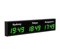 Horloge mondiale numérique LED - Horloge murale multi-fuseaux horaires pour 3/4/5 villes, parfaite pour le bureau, la maison, le salon et l'école, affichage 4 villes, design bleu