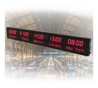 Horloge mondiale pour 5 villes - Horloge numérique à plusieurs fuseaux horaires avec réglage de la luminosité et coque entièrement en aluminium pour bureaux et hôtels