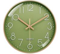 Horloge Murale 20 CM avec Chiffres 3D Silencieuse Non Tic Tac Moderne Couleur Vert Olive Décoration pour 20 cm Vert Olive