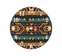 Horloge murale 24,9 cm silencieuse vintage aztèque ethnique bohème géométrique pour salon cuisine moderne