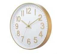 Horloge murale 30,5 cm, horloge décorative à quartz silencieuse, mécanisme sans tic-tac, chiffres 3D clairs, pour salon, chambre à coucher, bureau