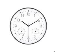 Horloge Murale 30 cm avec Thermomètre Hygromètre Mouvement Silencieux Blanc / Noir