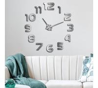 Horloge Murale 3D À Faire Soi Même, Horloge Murale Muette, Modern DIY Grande Horloge Murale, 3D DIY Horloge Murale, 3D Frameless Horloge De Salon pour La Chambre Cuisine Bureau Hôtel Cadeau(Argent)