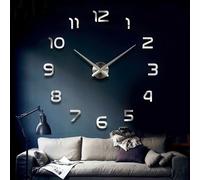 Horloge murale 3D argent moderne grande décoration autocollante pour intérieur