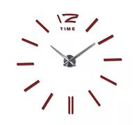 Horloge murale 3D DIY Acrylique Miroir Autocollants Salon Décor Quartz Aiguille Europe Horloge Grande Horloge Murale, Rouge, 119,4 cm
