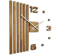 Horloge murale 3D DIY en bois de chêne lamelles grande horloge murale 60 cm 3D Horloge murale 3D Design moderne EKO Horloge murale Décoration Horloges pour bureau, salon, chambre à coucher Articles de