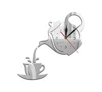 Horloge murale 3D en acrylique, miroir, théière à café, autocollant, Style moderne, sans cadre, décoration pour la maison, le