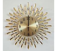 Horloge Murale 3D en Cristal perlé et Diamant, Cadran en métal, Horloge électronique à Quartz pour Salon, Chambre à Coucher, Cuisine, décoration d'intérieur, Or, Or