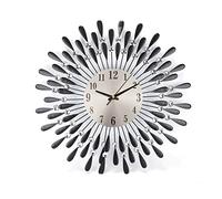 Horloge Murale 3D en Cristal perlé et Diamant, Cadran métallique, Horloge électronique à Quartz pour Salon, Chambre à Coucher, Cuisine, décoration d'intérieur, Or et Noir