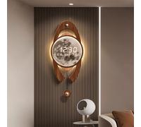Horloge murale 3D en forme de lune avec affichage numérique LED, horloge murale décorative moderne et silencieuse, pendule esthétique Wabi-Sabi pour salon, entrée, bureau