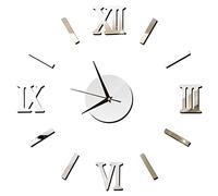 Horloge murale 3D miroir autocollant DIY acrylique chiffre romain art décalcomanie papier peint pour la maison, le salon, la chambre à coucher décoration murale