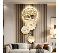 Horloge Murale 3D Moderne Avec Éclairage LED, Grande Décoration Murale Suspendue Arbre De Fortune À Finition Porcelaine Cristalline, Lampe Murale Neuf Poissons(B,100 * 43cm)