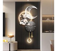 Horloge murale 3D pour salon, lumière LED, horloge de précision avec télécommande, décoration murale créative pour couloirs et bureaux, 55 x 106 cm