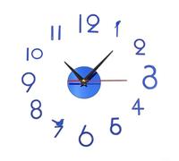 Horloge murale 3D sans cadre à monter soi-même avec mouvement silencieux à piles et options de placement d'autocollants personnalisés (bleu)