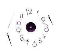 Horloge murale 3D sans cadre avec mouvement silencieux et autocollants numérotés à faire soi-même pour salon, chambre à coucher, bureau, 60 cm de diamètre, miroir acrylique (violet)