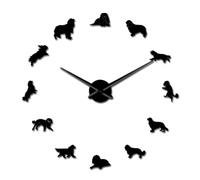Horloge murale 3D sans cadre Cavalier King Charles Spaniel à faire soi-même pour chien ou chiot Noir 68,6 cm