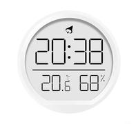 Horloge murale, 7,4 x 7,4 cm, multifonction LED numérique avec affichage de la date, interrupteur format 12/24h, ventouse invisible pour cuisine, chambre à coucher, bureau (blanc)